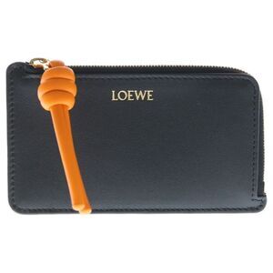 LOEWE Knot Fragment Case Black X Orange Leather Wallet